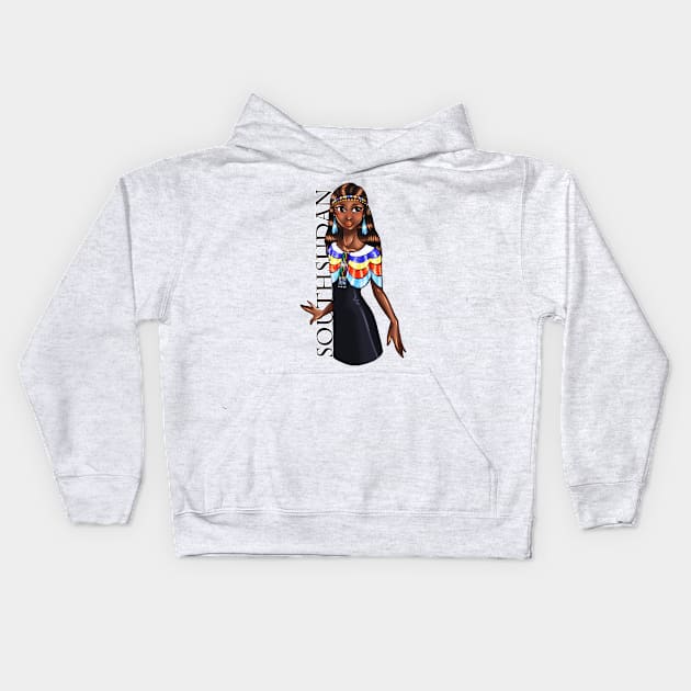 Black is Beautiful - South Sudan pride African Heritage Melanin Girl in traditional outfit Kids Hoodie by Ebony Rose 